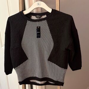bebe Monochrome Textured Crew Neck Sweater